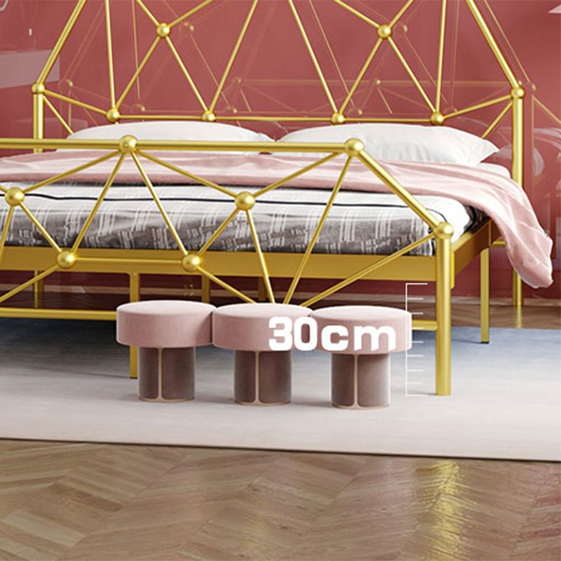 Glam Metallic Standard Bed,  Open-Frame Headboard Bed Frame with  Footboard