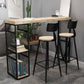 Industrial Style Bistro Bar Table Wood Rectangle Metal Base Bar Table