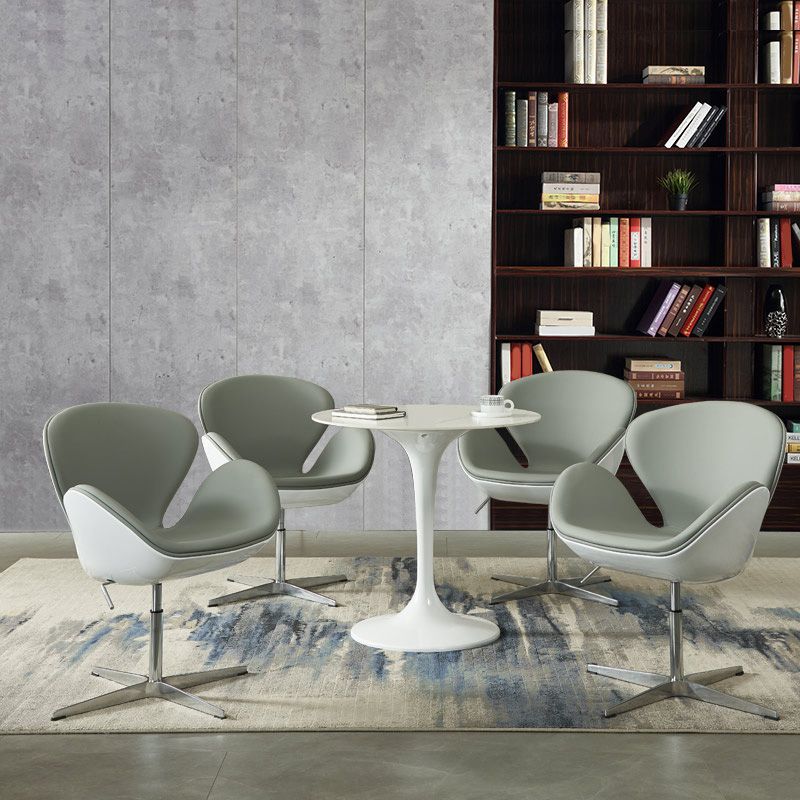 White Stone Table with Plastic Tulip Contemporary Round Dining Table