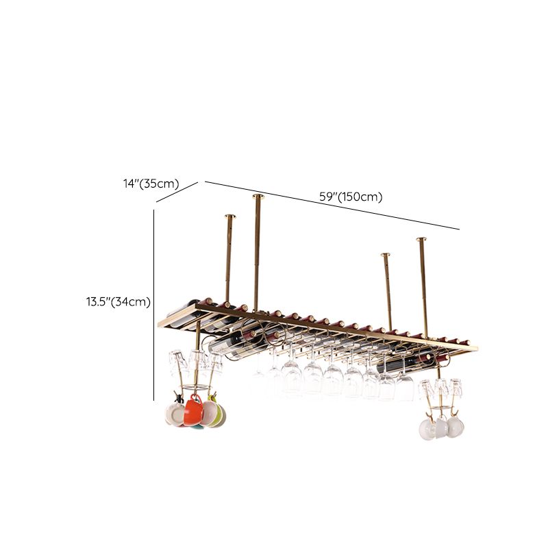 Glam Style Metal Hanging Wine Rack Kit in Gold, 59" x 13.8" x 13.4" Clearhalo 'furn' 'furn_wine_racks' 'Furniture' 'Kitchen & Dining Furniture' 'Wine Racks' 'wine_racks' 1200x1200_8afaca6e-f0bf-4439-8749-b0afbe3043b9
