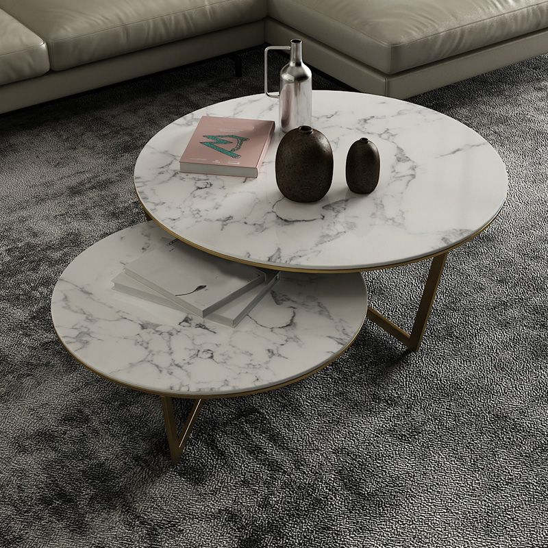 Salontafel met rond frame, leistenen koffietafel of bijzettafel