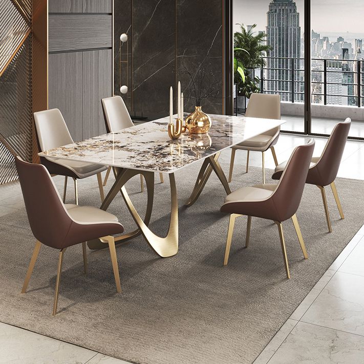 Modern Sintered Stone Dining Room Set with Rectangle Table and Gold Legs Formal Dining Set Clearhalo 'Dining Room Sets' 'Dining Tables & Seating' 'dining_room_set' 'furn' 'furn_dining_room_set' 'Furniture' 'furniture_dining_room_set' 'Kitchen & Dining Furniture' 'kitchen&dining_furn' 'kitchen' 1200x1200_8afd6111-a57f-4397-ab10-0a358ed5e911