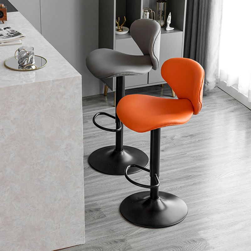 Scandinavian Matte Finish Adjustable Height Swivel Bar Stool Leather Home Stool Clearhalo 'Bar Furniture' 'Bar Stools' 'bar_stools' 'furn' 'furn_bar_stools' 'Furniture' 'furniture_bar_stools' 'Kitchen & Dining Furniture' 1200x1200_8afe5ac1-5fb0-4f77-a343-a4f12b87cf6e