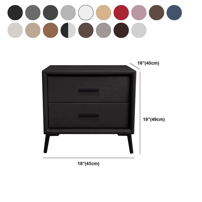 Two Drawer Solid Color Wood Nightstand 19.2"Tall Night Table Clearhalo 'Bedroom Furniture' 'furn' 'furn_night_stand' 'Furniture' 'night_stand' 'Nightstands' 1200x1200_8aff1473-993f-4afb-8e0a-43ce879a5087