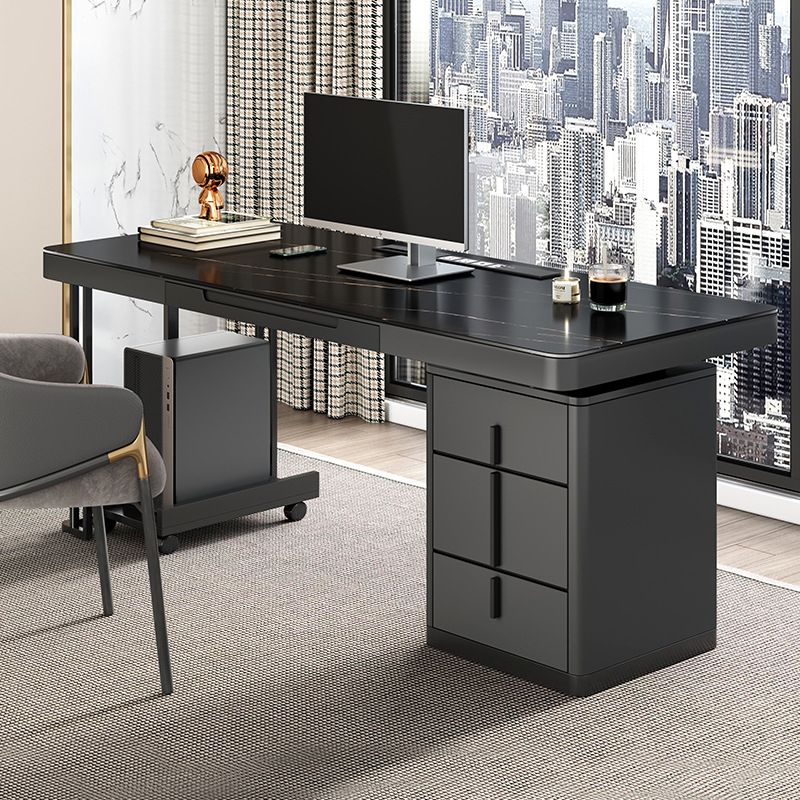 Stone Modern Style Writing Desk Rectangular Shape Office Table with 2-Legs for Office Clearhalo 'furn' 'furn_office_desk' 'Furniture' 'Office Desks' 'Office Furniture' 'office_desk' 1200x1200_8b0020b0-5db4-4335-8dba-10cf3f0e071b