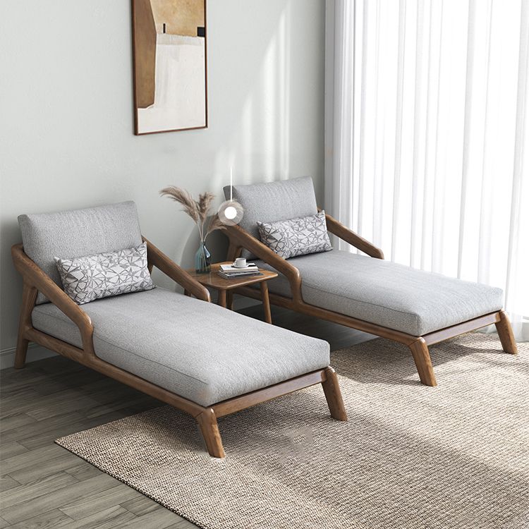 Scandinavian Upholstered Chaise Lounge Couch Two Arms Chaise in Grey
