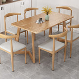 Simple Home Wood Dining Table Rectangle Shape Dining Table with Wood Pedestal Base Clearhalo ' dining_table' 'Dining Tables & Seating' 'Dining Tables' 'furn' 'furn_dining_table' 'Furniture' 'furniture_dining_table' 'Kitchen & Dining Furniture' 'kitchen&dining_furn' 'kitchen' 'kitchen_dining_table' 1200x1200_8b01adaa-6164-44a2-98ba-c74bf015ebde