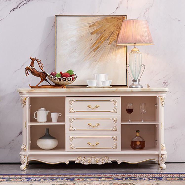 Glam Sideboard White Wood with Door and Drawer for Living Room Clearhalo 'buffet_sideboard' 'Buffets & Sideboards' 'furn' 'furn_buffet_sideboard' 'Furniture' 'Kitchen & Dining Furniture' 1200x1200_8b0252ff-12ca-4b31-b8bb-7187987fa14b