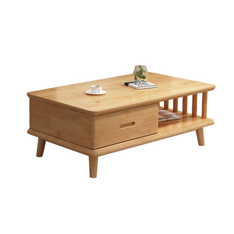 Legno a 4 gambe contemporanei con tavolino rettangolare singolo rettangolare