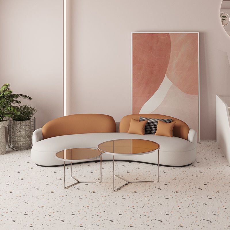 Scandinave 39,4 pouces D SOFA CURVE LOODE ET CUIR FAU