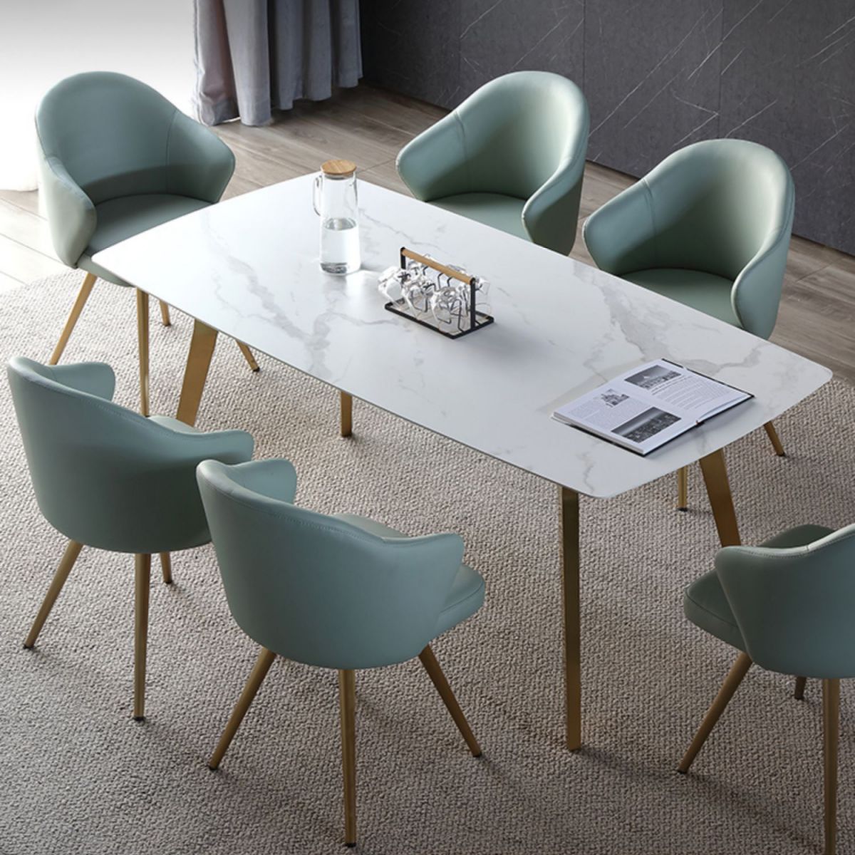 Traditional Luxury Dining Table Sintered Stone 4 Legs Table with Gold Frame Clearhalo ' dining_table' 'Dining Tables & Seating' 'Dining Tables' 'furn' 'furn_dining_table' 'Furniture' 'furniture_dining_table' 'Kitchen & Dining Furniture' 'kitchen&dining_furn' 'kitchen' 'kitchen_dining_table' 1200x1200_8b03b90b-5ab7-4c9c-9363-c2f651e7564a