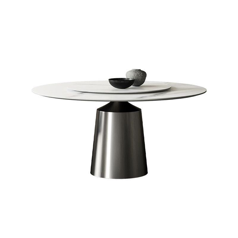 Tavolo da pranzo in pietra rotonda mobili bianchi moderni con base di piedistallo per casa