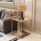 Golden Frame End Table 19.69" Tall Square Stone Sofa Side Accent Table