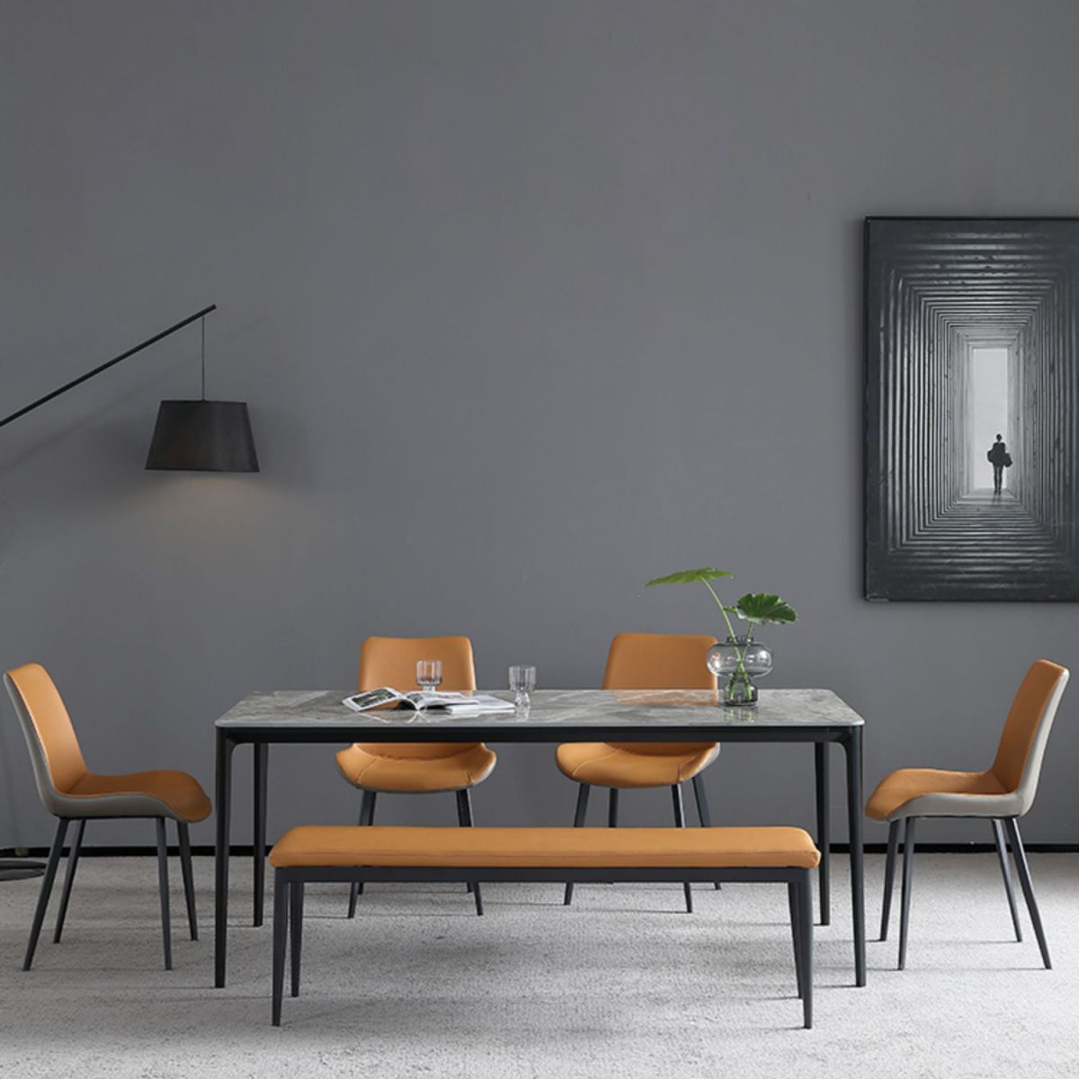 Modern Solid Color Seating Bench Upholstered Bench with Cushioned Clearhalo 'Benches' 'Chairs & Seating' 'furn' 'furn_benches' 'Furniture' 'Living Room Furniture' 1200x1200_8b05cf8a-036f-4bdb-ae6e-131771c1c72b