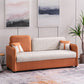 25" Wide Contemporary Sofa Leather Pillows Cushions White Seating