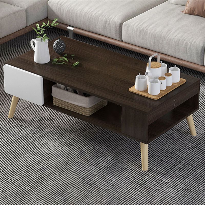 Modern Rectangle Wooden Coffee Table 4 Legs Cocktail Table with Storage Clearhalo 'Coffee & Accent Tables' 'Coffee Tables' 'coffee_tables' 'furn' 'furn_coffee_tables' 'Furniture' 'Living Room Furniture' 1200x1200_8b0c5553-608a-4faa-93a0-88d96531b47c