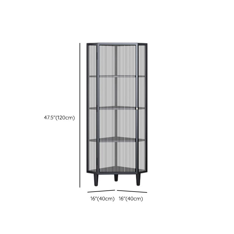 Contemporary Metal China Cabinet Glass Doors Display Cabinet with Doors for Dining Room