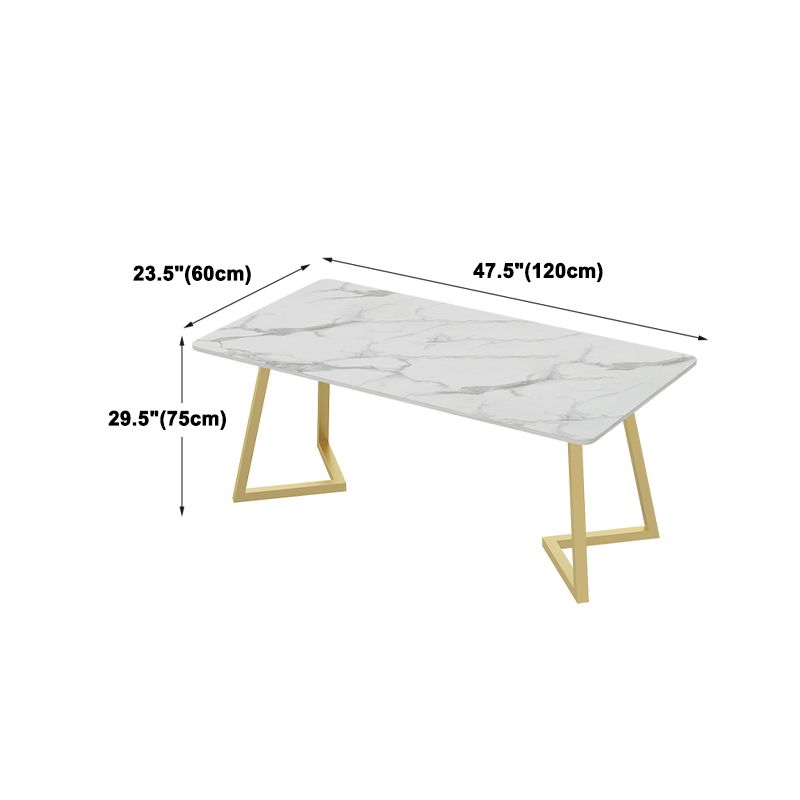 Set da tavolo da pranzo rettangolare glam 1/2/5/7 pezzi Dinette set con top in pietra sinterizzata bianca