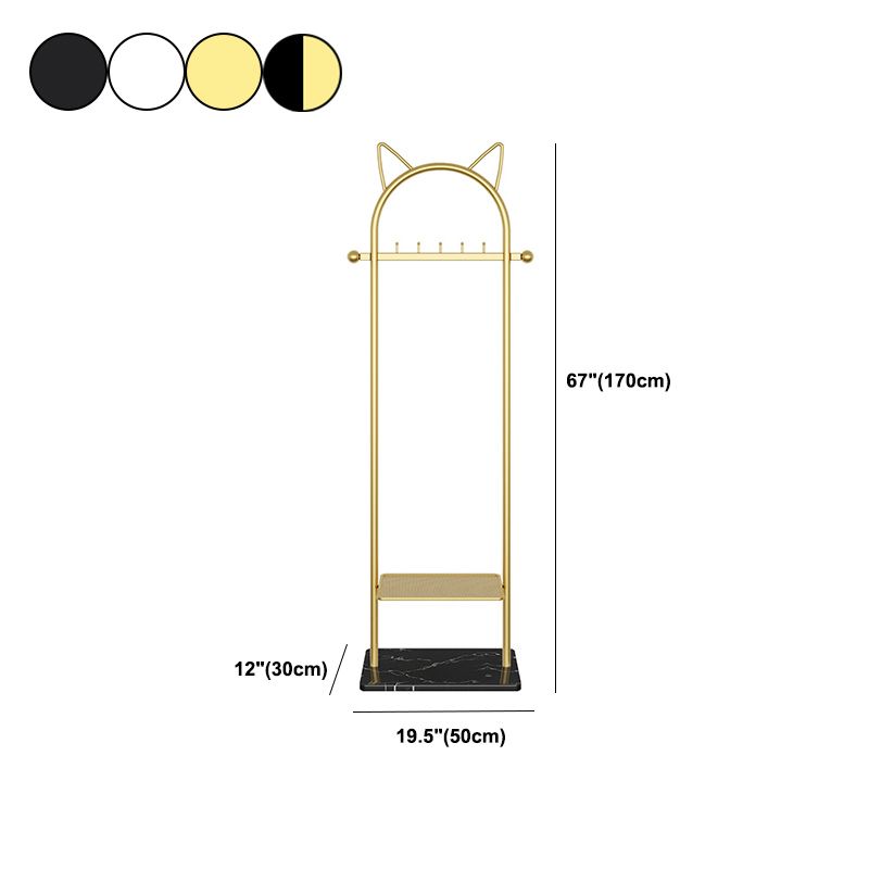 Modern Metal Hall Stand Harging Rail Bajo estante y 5 ganchos colgador de abrigo