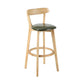 Industrial Backrest Armless Counter Stool Wood Cafe Bar Stool with Cushion and Pedal