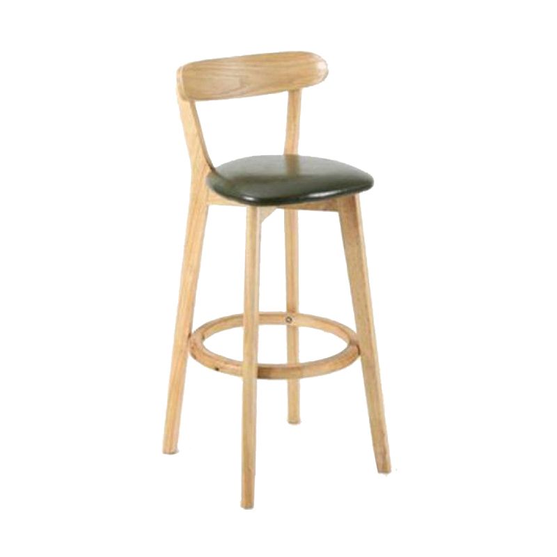 Industrial Backrest Armless Counter Stool Wood Cafe Bar Stool with Cushion and Pedal