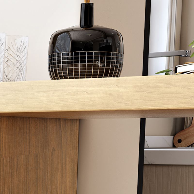 Moderner Bartisch, rechteckiger Bar-Esstisch aus massivem Holz mit doppeltem Sockel