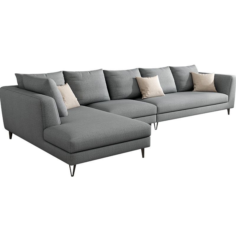 Gray 5-seat Square Arm Sectional Contemporary Fabric Slipcovered Sectional Clearhalo 'furn' 'furn_sectionals' 'Furniture' 'Living Room Furniture' 'Sectionals' 1200x1200_8b139ed6-7718-4f29-9510-0f5f016a3980