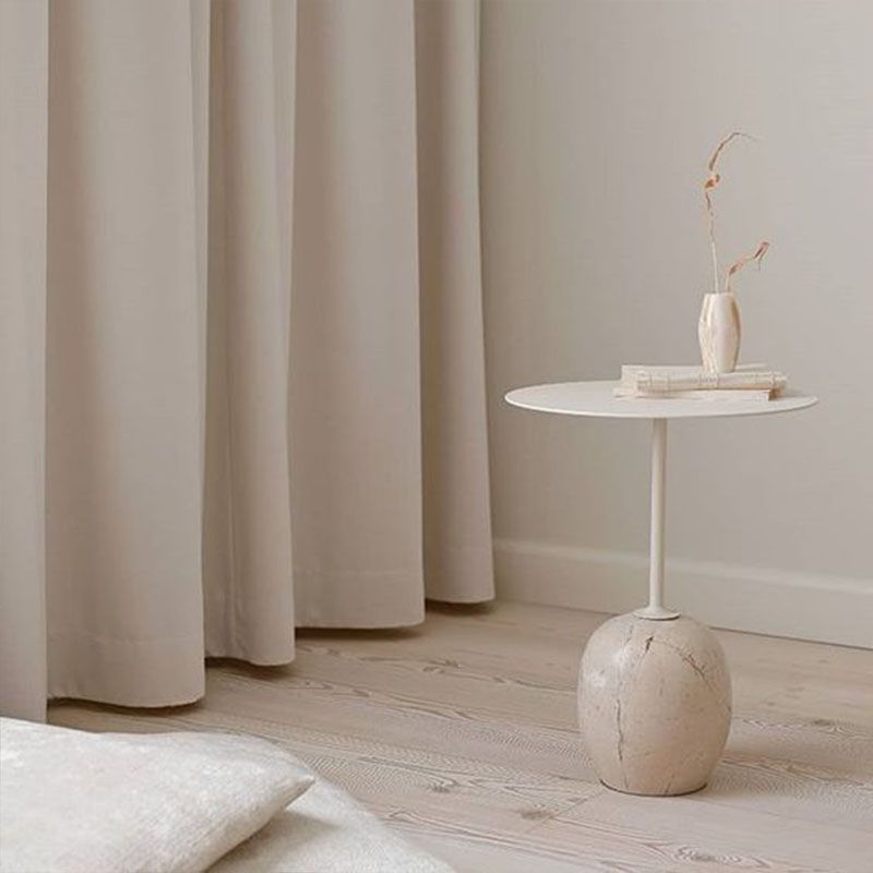 Mid-Century 17.7"/19.6" Metal Round Top Side Table Marble Pedestal End Table