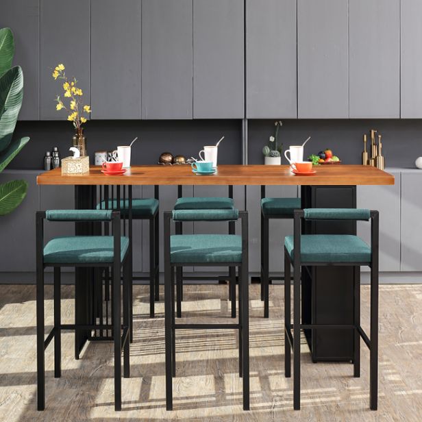 Tavolo da pranzo in legno in legno pino tavolo da bar industriale con doppio piedistallo