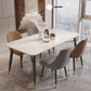 Modern 4 Legs Dining Table Stone and Steel Rectangle Counter Dining Table Clearhalo 'Dining Tables & Seating' 'Dining Tables' 'dining_table' 'furn' 'furn_dining_table' 'Furniture' 'furniture_dining_table' 'Kitchen & Dining Furniture' 1200x1200_8b18e176-9120-4dc1-8d26-83ac569f6563