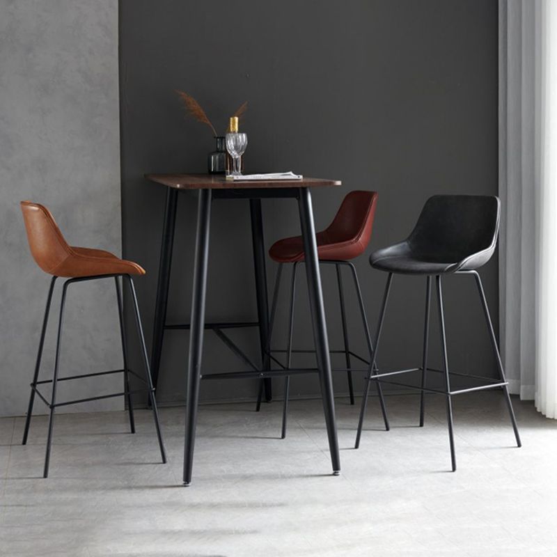 Industrial Bucket Leather Counter Bar Stool Footrest Counter Chair with Black Base Clearhalo 'Bar Furniture' 'Bar Stools' 'bar_stools' 'furn' 'furn_bar_stools' 'Furniture' 'Kitchen & Dining Furniture' 1200x1200_8b19ecc3-0bf7-4a02-b85e-4012b8e00b4e