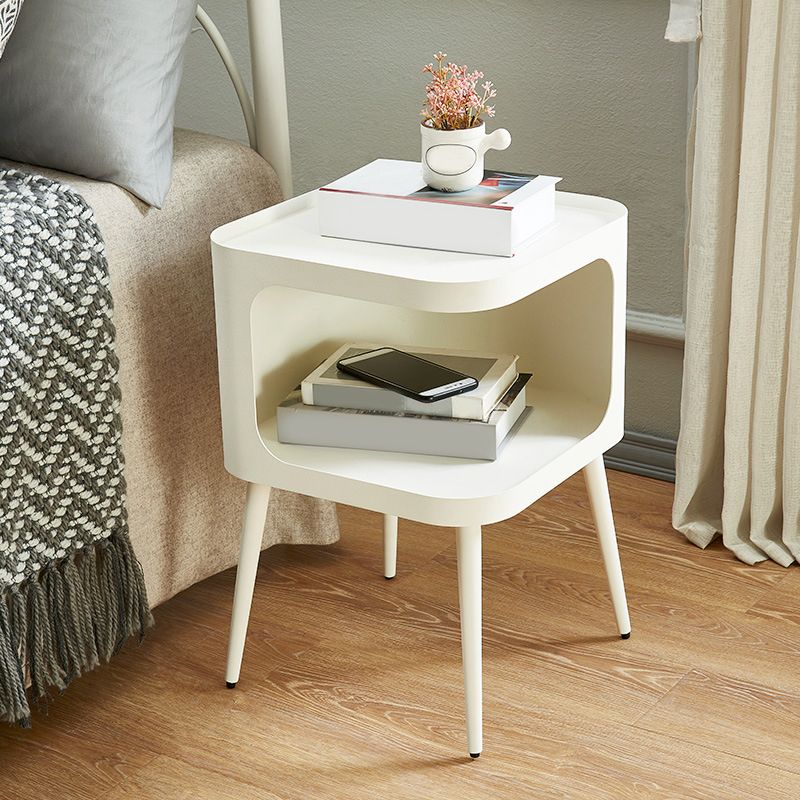 Mid-Century Square Tray Top Side Table 19.6" Tall Iron 4 Legs End Table with Storage