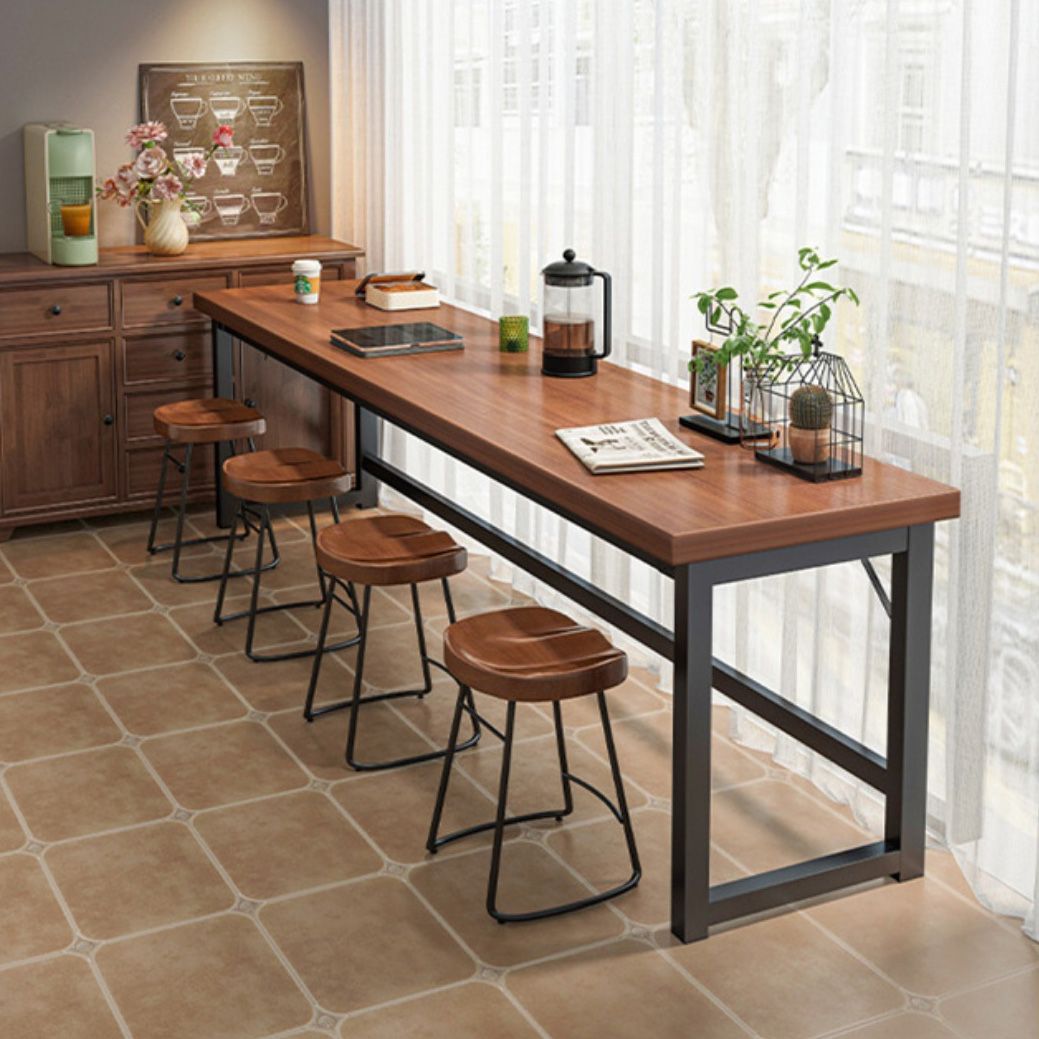 Industrial Style Bistro Bar Table Wooden Rectangle Metal Base Bar Table Clearhalo 'Bar Furniture' 'Bar Tables' 'bar_tables' 'furn' 'furn_bar_tables' 'Furniture' 'Kitchen & Dining Furniture' 1200x1200_8b1af17d-d627-4f68-933b-e00e5f79162f