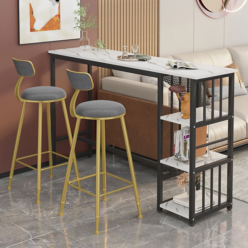 Mesa de bar rectangular con tapa de madera sintética, mesa de pub moderna con estructura de metal