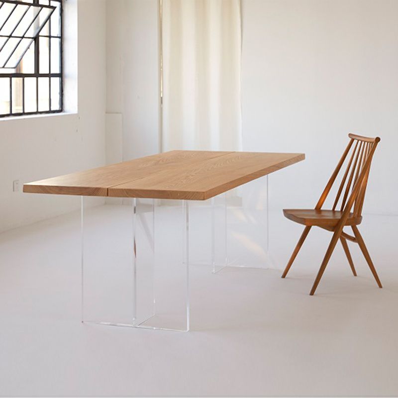 Natural Dining Table Contemporary Style Rectangle Solid Wood Dinner Table