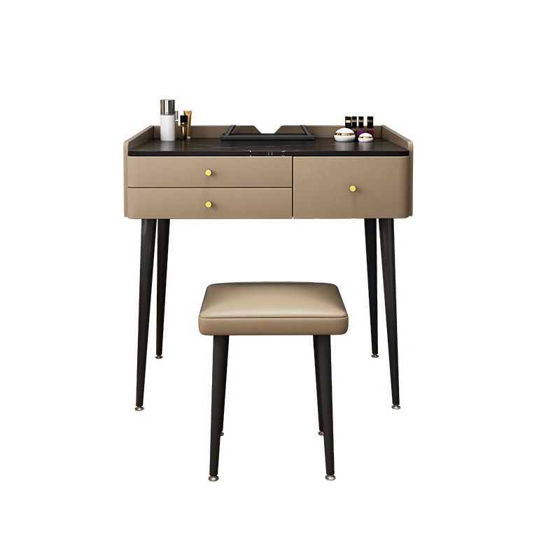 Glam 31.49 " Height Slate Table Top Makeup Vanity Stool with 3 Drawers Clearhalo 'Bedroom Furniture' 'furn' 'furn_makeup_vanities' 'Furniture' 'Makeup Vanities' 'makeup_vanities' 1200x1200_8b1ce3e6-de8b-447c-ad5f-ad9cfb0f15f1