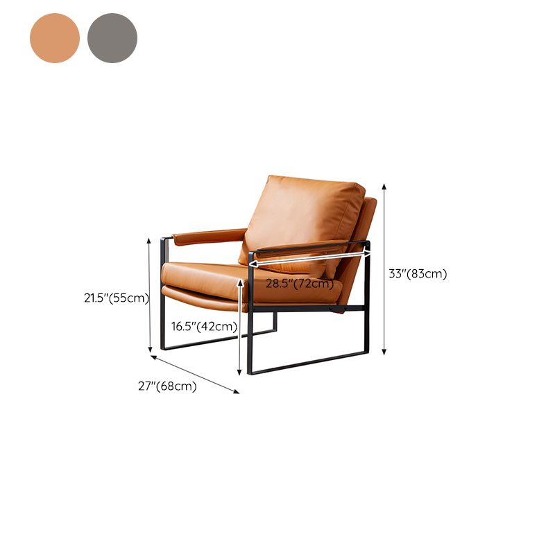 Arms Included Arm Chair Metal Frame Chair with Pillow Back for Living Room, 28.34" Wide Clearhalo 'Accent Chairs' 'accent_chairs' 'Chairs & Seating' 'furn' 'furn_accent_chairs' 'Furniture' 'Living Room Furniture' 1200x1200_8b1d6a90-a048-4741-aed9-89031986eb03