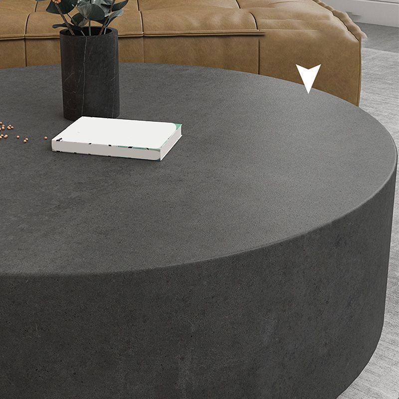 Drum Base Design Black/grey Faux Concrete Top Metal Base Round Coffee Table Clearhalo 'Coffee & Accent Tables' 'Coffee Tables' 'coffee_tables' 'furn' 'furn_coffee_tables' 'Furniture' 'Living Room Furniture' 1200x1200_8b20df53-f950-4a34-9083-ced499d93ca2