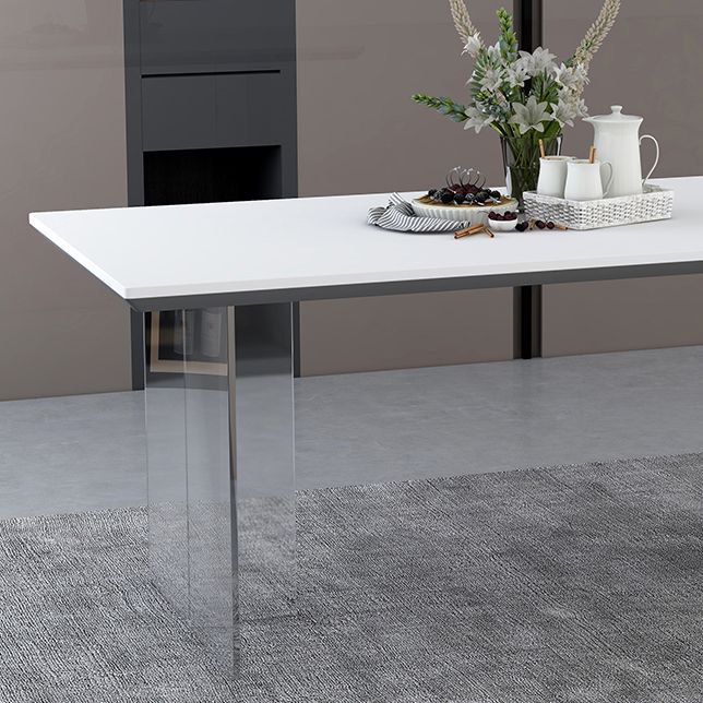 Modern 1/4/5 Pieces Dining Set Rectangular Acrylic Double Pedestal Dinette Set Clearhalo 'Dining Room Sets' 'Dining Tables & Seating' 'dining_room_set' 'furn' 'furn_dining_room_set' 'Furniture' 'furniture_dining_room_set' 'Kitchen & Dining Furniture' 'kitchen&dining_furn' 'kitchen' 1200x1200_8b2407de-2e20-4b8a-adc9-437919c8277b