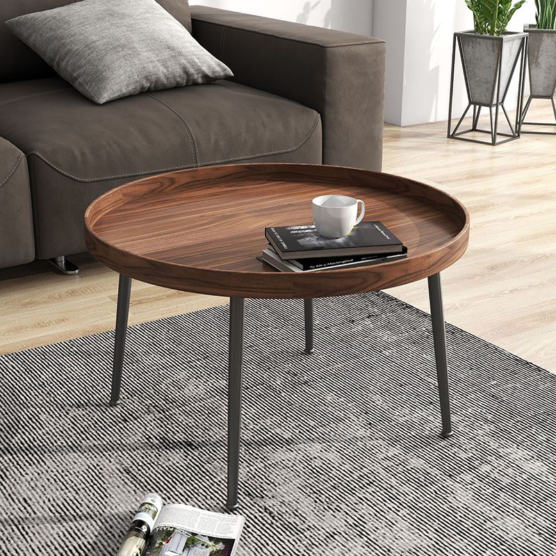 4 Legs Round Tray Top Coffee Table Contemporary Wood Coffee Table Clearhalo 'Coffee & Accent Tables' 'Coffee Tables' 'coffee_tables' 'furn' 'furn_coffee_tables' 'Furniture' 'Living Room Furniture' 1200x1200_8b242ed0-0cd0-43e2-861e-e5e1abc5b3a1