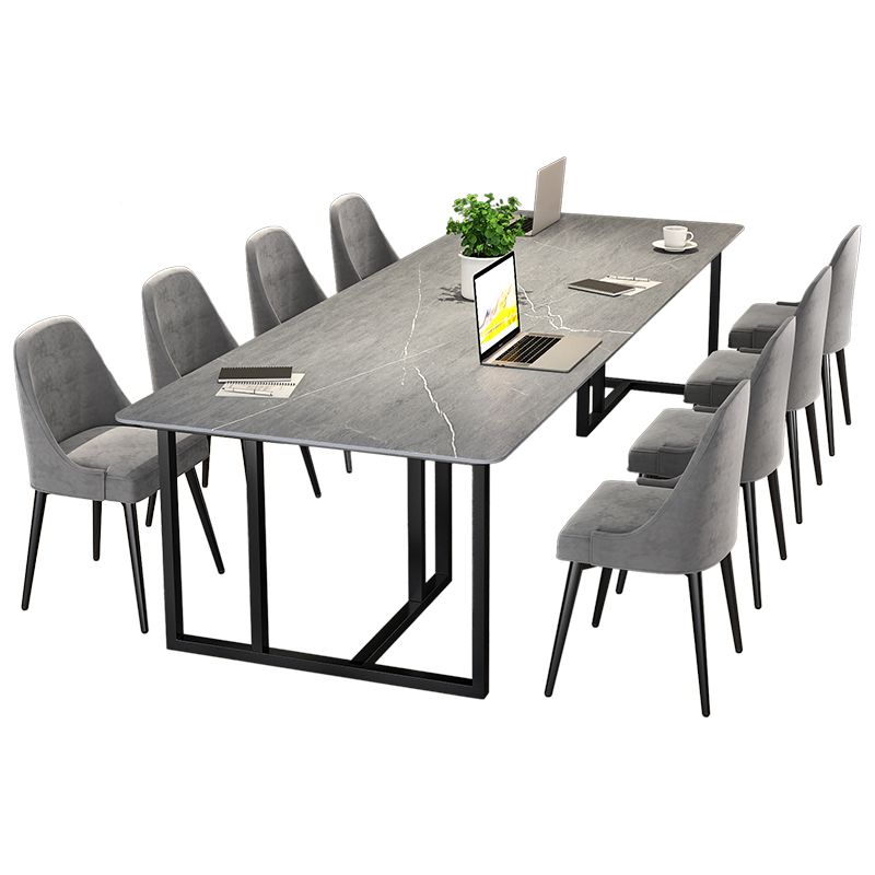 Stone Double Pedestal Table Industrial Dining Table Rectangle for Kitchen Home Clearhalo ' dining_table' 'Dining Tables & Seating' 'Dining Tables' 'furn' 'furn_dining_table' 'Furniture' 'furniture_dining_table' 'Kitchen & Dining Furniture' 'kitchen&dining_furn' 'kitchen' 'kitchen_dining_table' 1200x1200_8b24a5a5-b92c-4938-89ec-aa54c33047bb