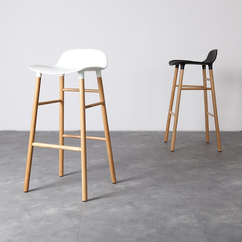 Modern Counter Bar Stool Armless Plastic Indoor Bar Stool with Footrest and Wood Base Clearhalo 'Bar Furniture' 'Bar Stools' 'bar_stools' 'furn' 'furn_bar_stools' 'furniture_bar_stools' 'Kitchen & Dining Furniture' 'kitchen&dining_furn' 'kitchen' 'kitchen_furn' Furniture' 1200x1200_8b26cacb-309f-4520-8103-bc2b489f66fc