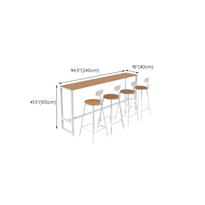Contemporary Bar Table in Metal and Wood Trestle Base Outdoor Bar Height Table Clearhalo 'Bar Furniture' 'Bar Tables' 'bar_tables' 'furn' 'furn_bar_tables' 'Furniture' 'Kitchen & Dining Furniture' 1200x1200_8b28f8e6-4414-4f4c-acac-b440d4b18bc2
