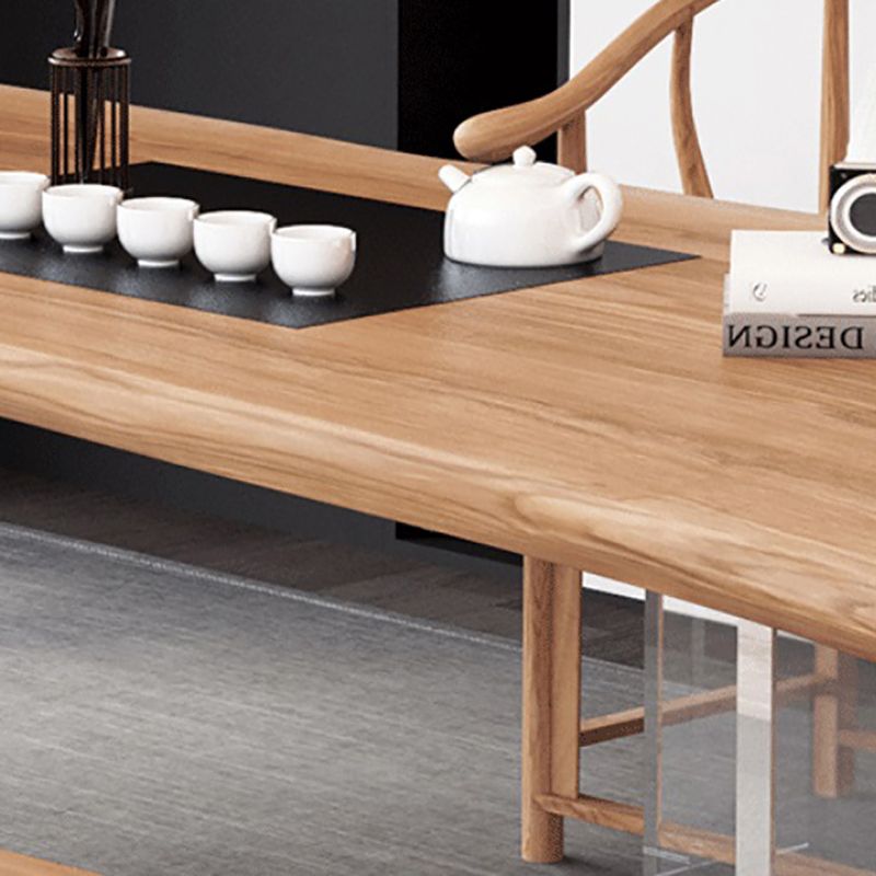 Escritorio de oficina moderno de 30 "H escritorio de oficina acrílico de madera maciza natural