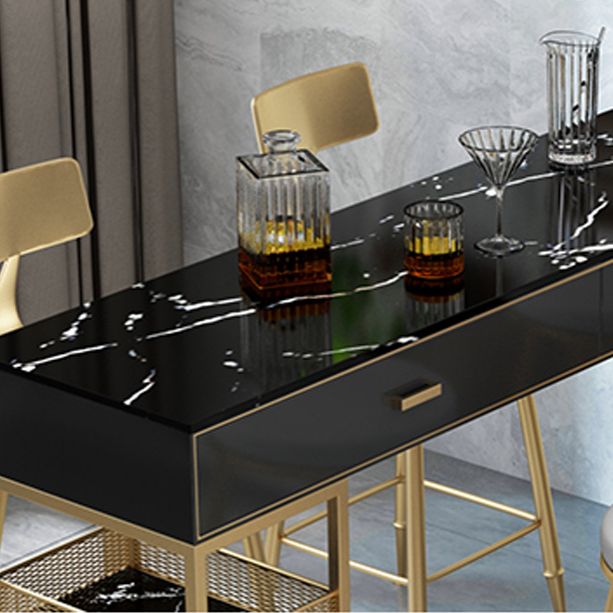 Marble Bistro Bar Desk with Rectangle Table Top White Double Pedestal Table-41.3" H Clearhalo 'Bar Furniture' 'Bar Tables' 'bar_tables' 'furn' 'furn_bar_tables' 'Furniture' 'furniture_bar_tables' 'Kitchen & Dining Furniture' 1200x1200_8b2abf7f-1609-4130-a27b-dc7fadf96a4d