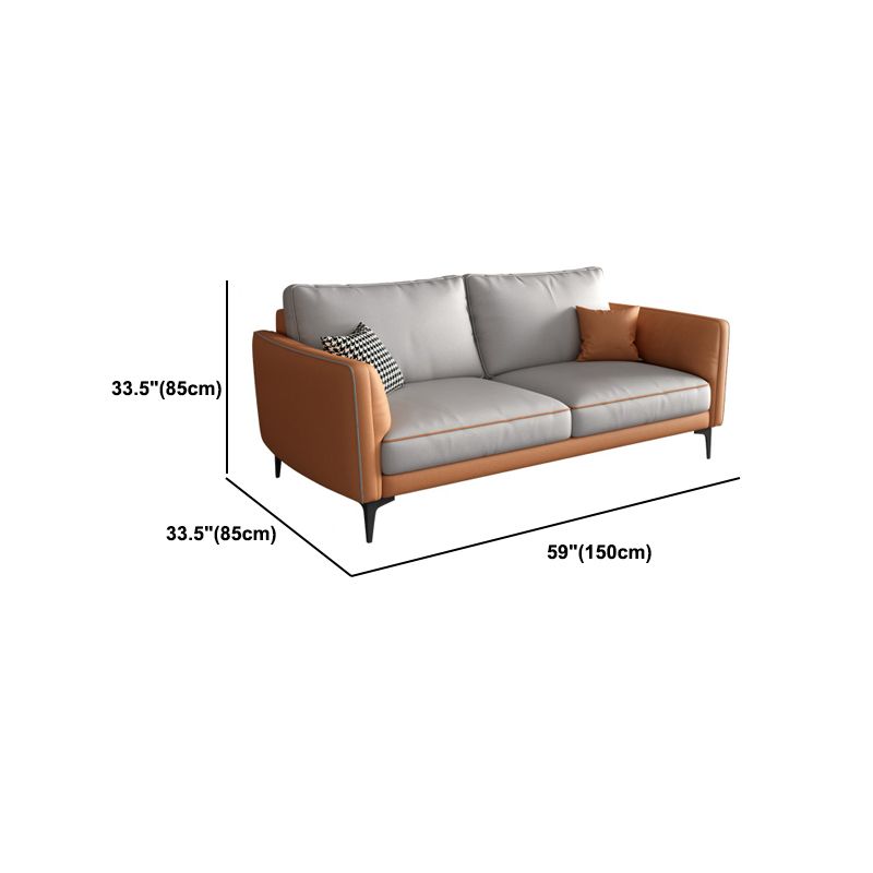 Standard Faux Leather Contemporary Back Settee Couch with Pillows