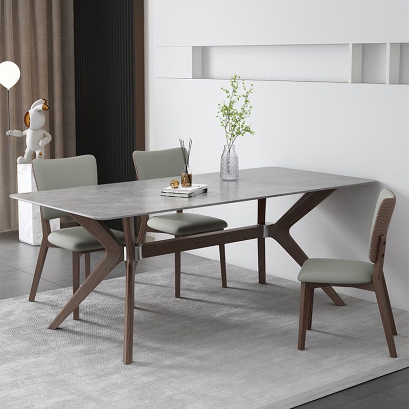 Eigentijdse stijl 1/4/5/7 stukken eetstoelen met rechthoekige stenen meubels in grijs