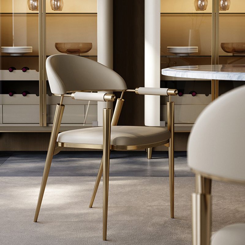 Glam Style Arm Chair Metal Open Back Dining Room Chair for Kitchen Clearhalo 'Dining Chairs' 'Dining Tables & Seating' 'dining_chair' 'furn' 'furn_dining_chair' 'Furniture' 'Kitchen & Dining Furniture' 1200x1200_8b2ea828-c50d-4401-90d3-5291f4d6ec1e