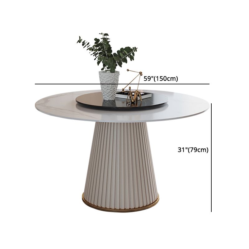 Glam 1/4/7 Pieces Round Dinette Set White Sintered Stone Dining Table Set with Turntable Clearhalo 'Dining Room Sets' 'Dining Tables & Seating' 'dining_room_set' 'furn' 'furn_dining_room_set' 'Furniture' 'furniture_dining_room_set' 'Kitchen & Dining Furniture' 1200x1200_8b30f519-aae6-4533-b44e-b0c7dc7d21f7