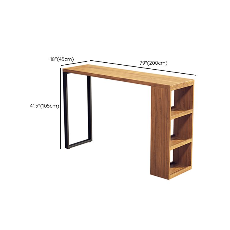 Solid Wood Bar Stool Table Industrial Style Bar Dining Table with Storage Clearhalo 'Bar Furniture' 'Bar Tables' 'bar_tables' 'furn' 'furn_bar_tables' 'Furniture' 'Kitchen & Dining Furniture' 1200x1200_8b33668b-5d67-402c-a620-d3882280375d